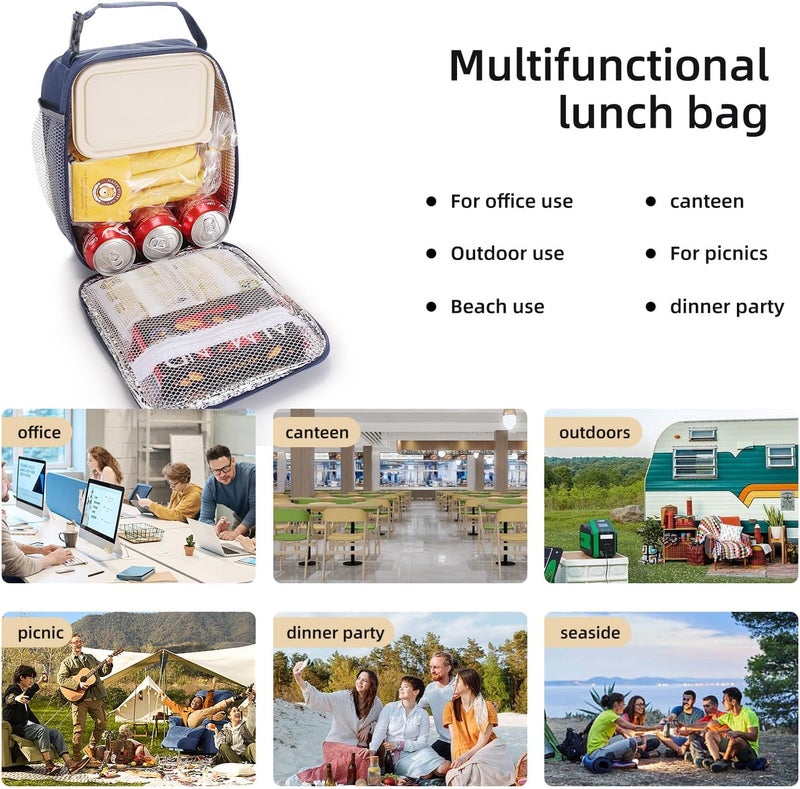 Lovoeo Lunch box Lunch bag for men women Insulated Lunchbox Lunch bags for Work Picnic Travel (Navy blue) - Image 5